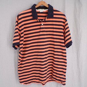 Vintage J. Crew Polo Shirt Short Sleeve Men's L Orange and Black Stripe Cotton